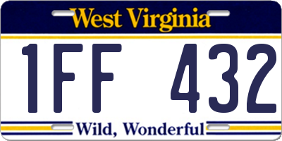 WV license plate 1FF432