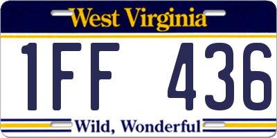 WV license plate 1FF436