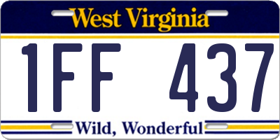 WV license plate 1FF437