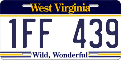 WV license plate 1FF439