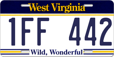 WV license plate 1FF442