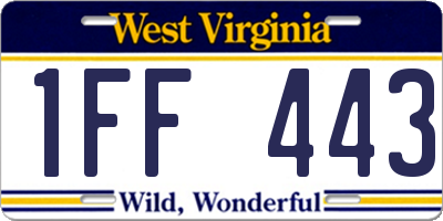 WV license plate 1FF443