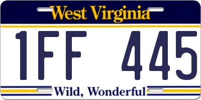 WV license plate 1FF445