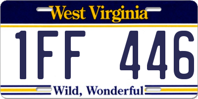 WV license plate 1FF446