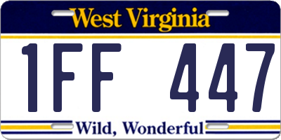 WV license plate 1FF447