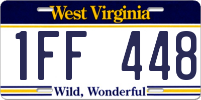 WV license plate 1FF448