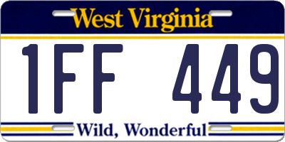 WV license plate 1FF449