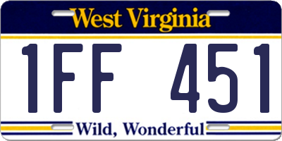 WV license plate 1FF451