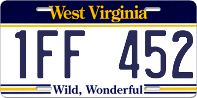 WV license plate 1FF452