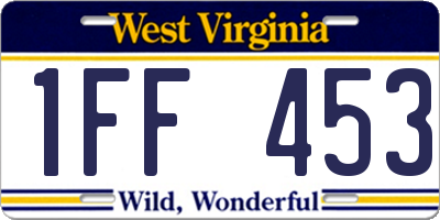 WV license plate 1FF453