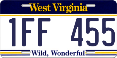 WV license plate 1FF455