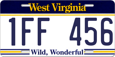 WV license plate 1FF456