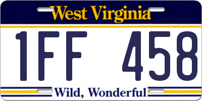 WV license plate 1FF458
