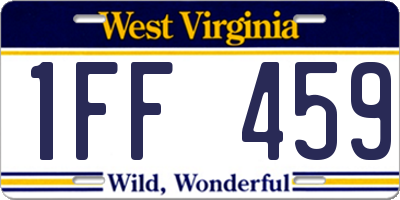 WV license plate 1FF459