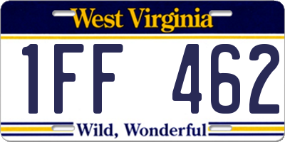 WV license plate 1FF462