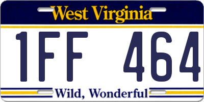 WV license plate 1FF464