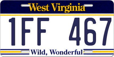 WV license plate 1FF467