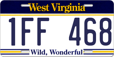 WV license plate 1FF468