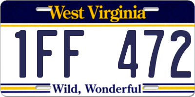 WV license plate 1FF472