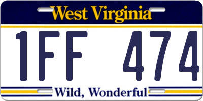WV license plate 1FF474