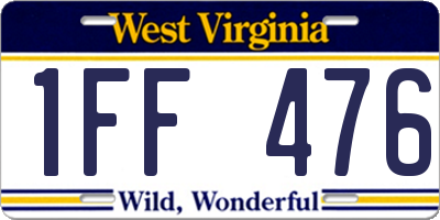 WV license plate 1FF476
