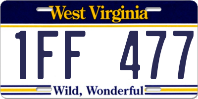 WV license plate 1FF477
