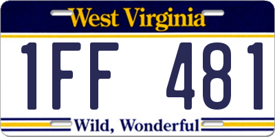 WV license plate 1FF481