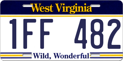 WV license plate 1FF482