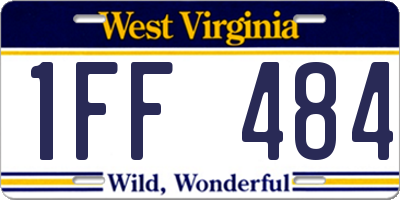 WV license plate 1FF484