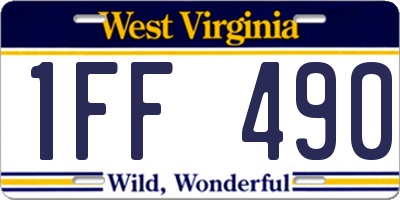 WV license plate 1FF490