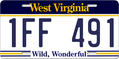 WV license plate 1FF491