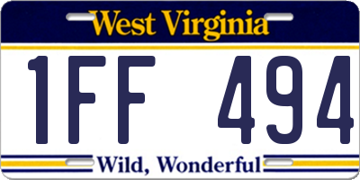 WV license plate 1FF494