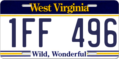 WV license plate 1FF496