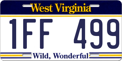 WV license plate 1FF499