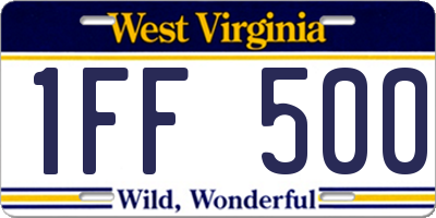 WV license plate 1FF500