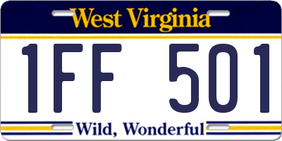WV license plate 1FF501