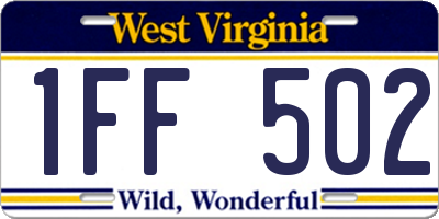 WV license plate 1FF502