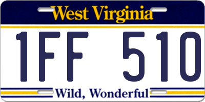 WV license plate 1FF510