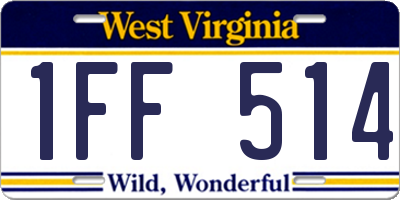 WV license plate 1FF514