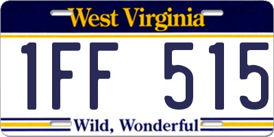 WV license plate 1FF515