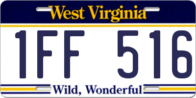 WV license plate 1FF516