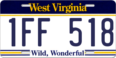 WV license plate 1FF518