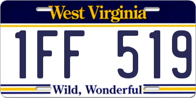 WV license plate 1FF519