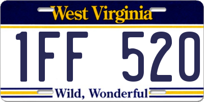 WV license plate 1FF520