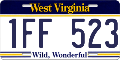 WV license plate 1FF523