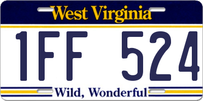 WV license plate 1FF524