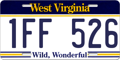 WV license plate 1FF526