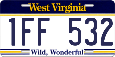 WV license plate 1FF532