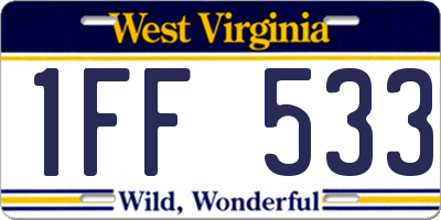 WV license plate 1FF533