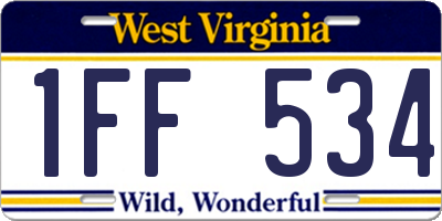 WV license plate 1FF534
